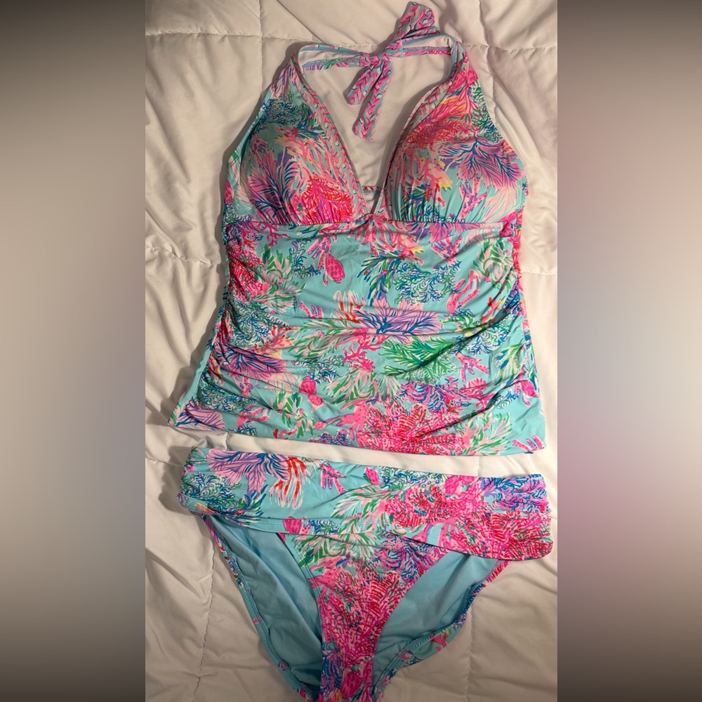 Celestial Blue Cay to my Heart Halter Tankini Set